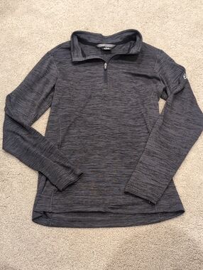 Quarter-Zip Heathered Pullover Top - Gray